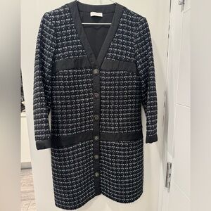 Sandro Chic Black and White Tweed Coat